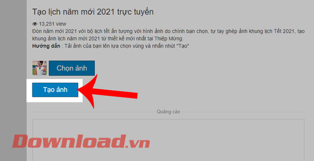 Ấn nút Tạo ảnh 