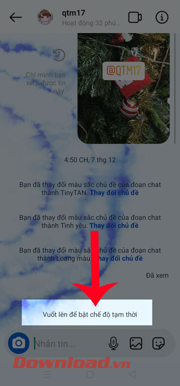 Vuốt màn hình lên phía trên