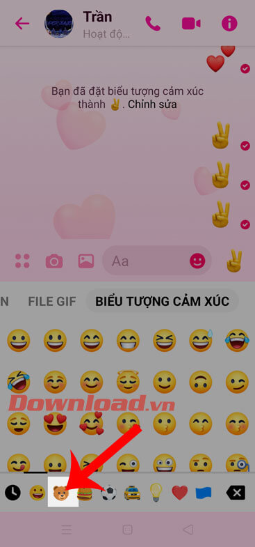 Nhấn vào biểu tượng con gấu