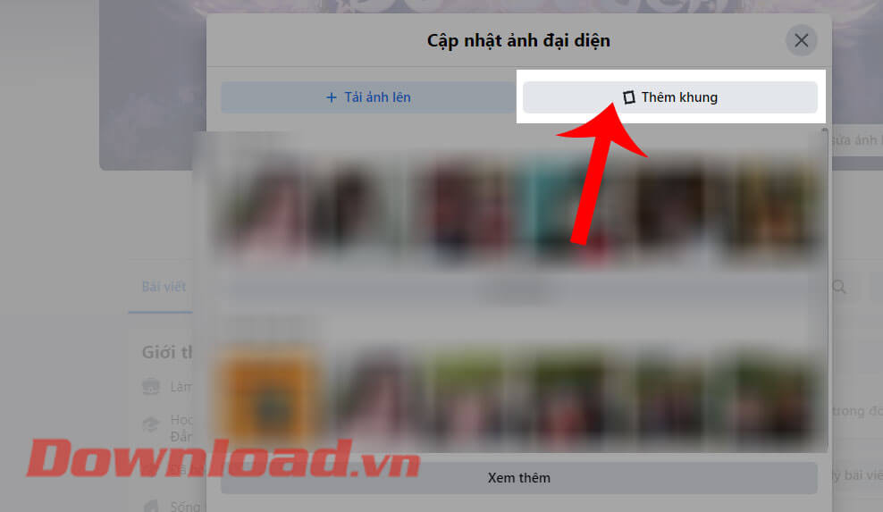 Ấn vào nút Thêm khung