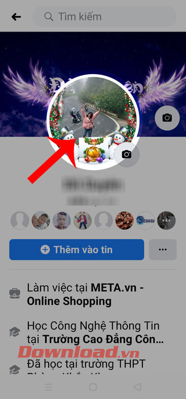Nhấn vào ảnh đại diện