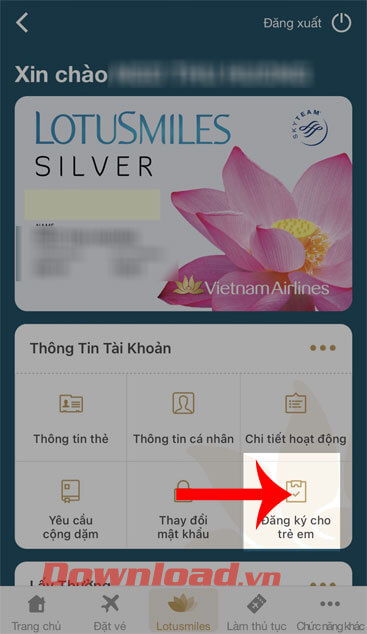  Nhấn vào mục Đăng ký cho trẻ em