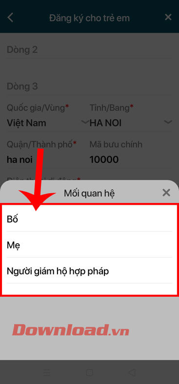 Chọn mối quan hệ