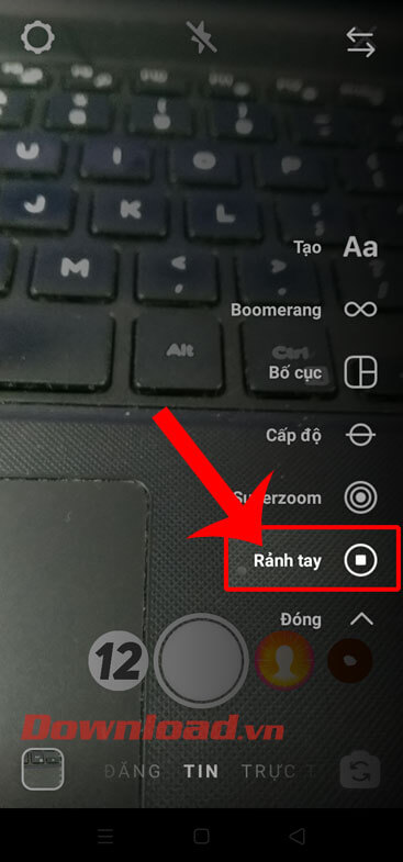 Chạm vào mục Rảnh tay 