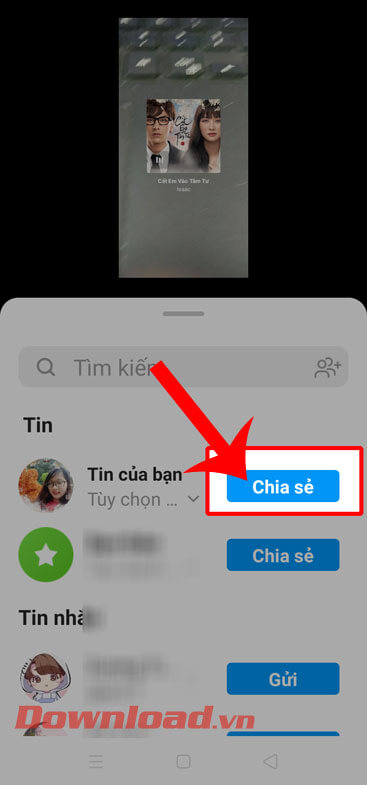 Ấn nút Chia sẻ