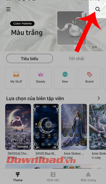 Ấn vào biểu tượng Tìm kiếm