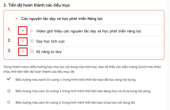 Tiến độ hoàn thành các tiểu học