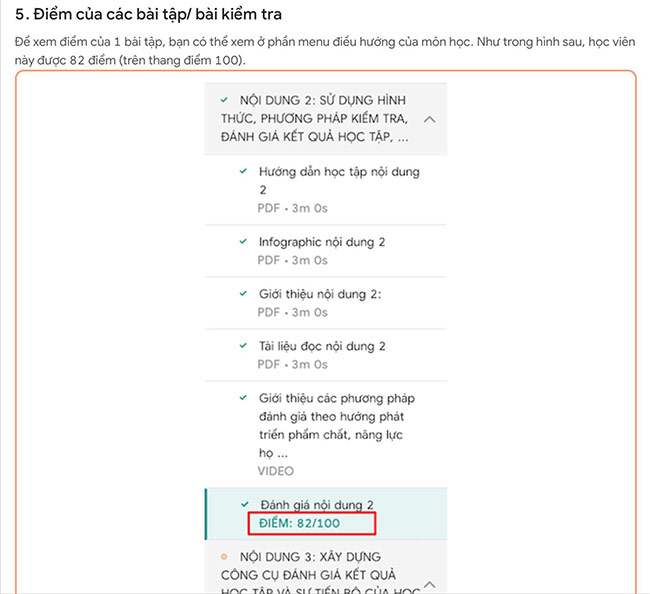Điểm tổng kết của toàn môn học