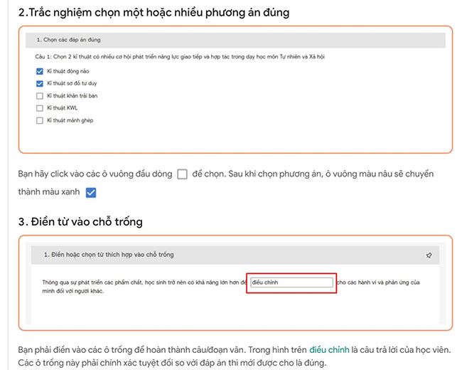 Câu hỏi trắc nghiệm chọn 1 hoặc nhiều phương án đúng