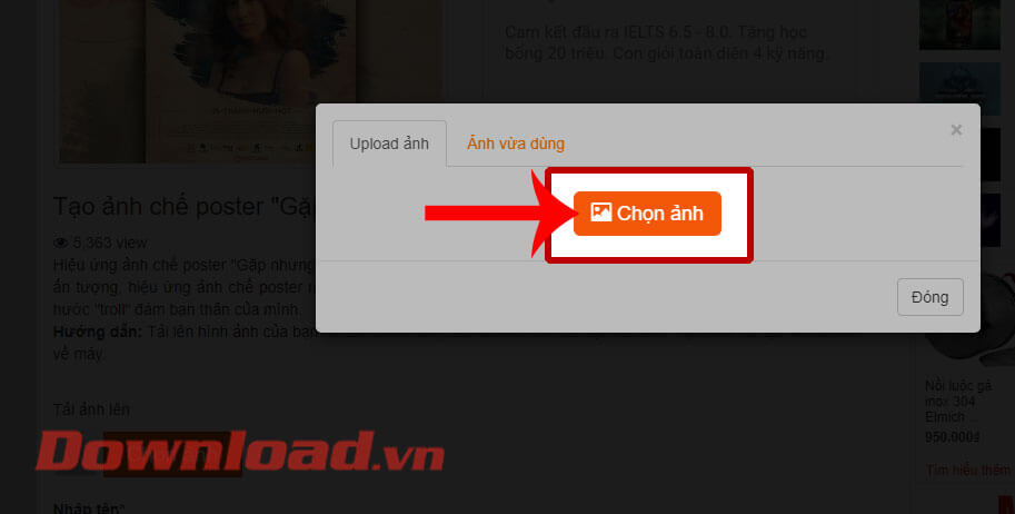 Tiếp tục ấn vào nút Chọn ảnh 