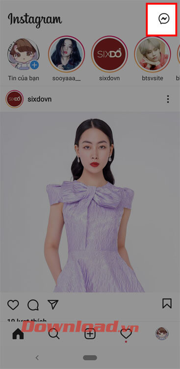 Nhấn vào biểu tượng Messenger