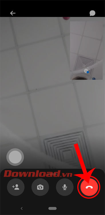 Nhấn vào biểu tượng kết thúc gọi 