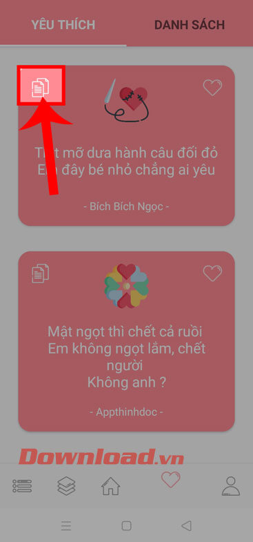 Ấn vào biểu tượng sao chép