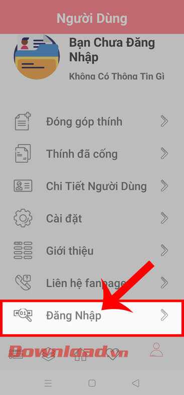 Ấn vào nút Đăng nhập