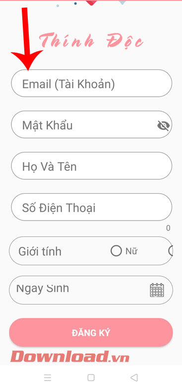 Điền thông tin cá nhân