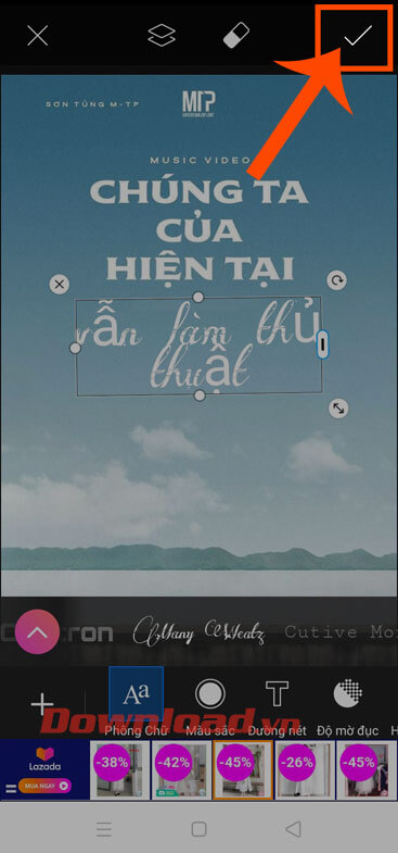 Chạm vào biểu tượng dấu tick