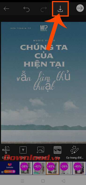 Chạm vào biểu tượng mũi tên đi xuống