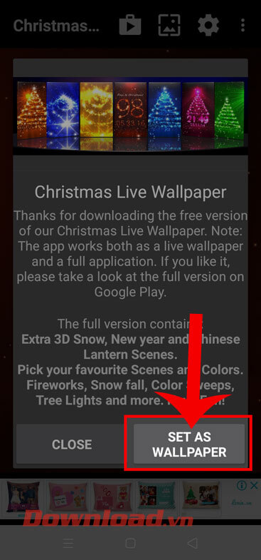Nhấn vào mục Set as wallpaper