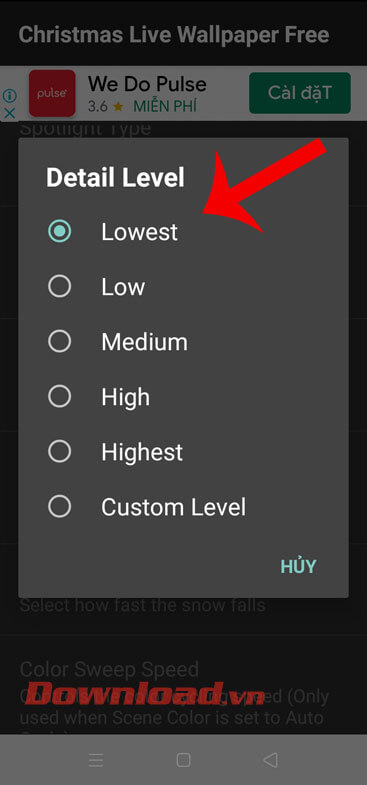 Chọn mức độ sắc nét