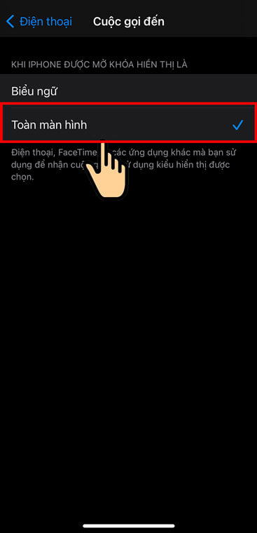 Chọn mục Tòa màn hình