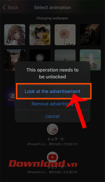 Nhấn vào mục Look at the advertisement