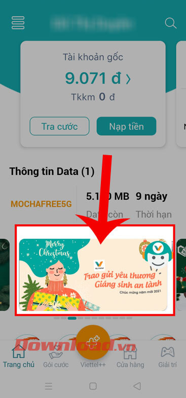 Nhấn vào banner quảng cáo "Trao gửi yêu thương, Giáng sinh an lành"