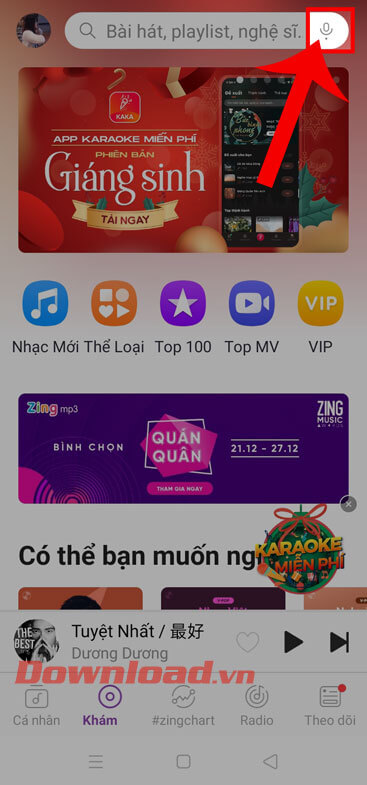 Nhấn vào biểu tượng micro