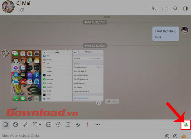 Nhấn vào biểu tượng cây thông