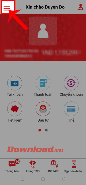 Nhấn vào biểu tượng ba dấu gạch ngang