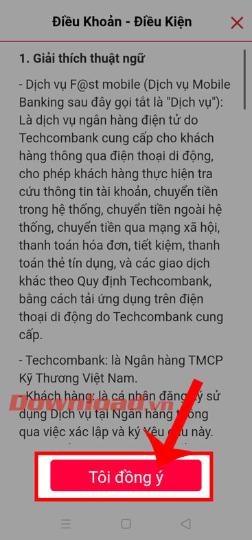 Ấn nút Tôi đồng ý