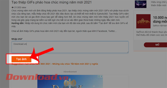 Ấn nút Tạo ảnh 