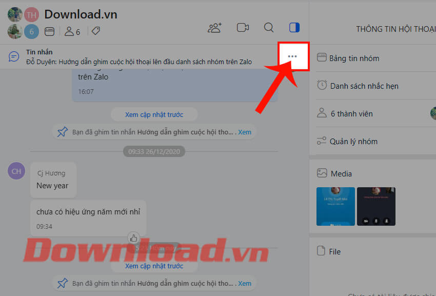 Ấn vào biểu tượng dấu ba chấm