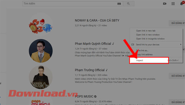 Ấn vào mục Inspect