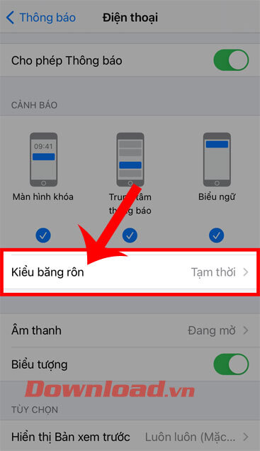 Ấn vào mục Kiểu băng rôn