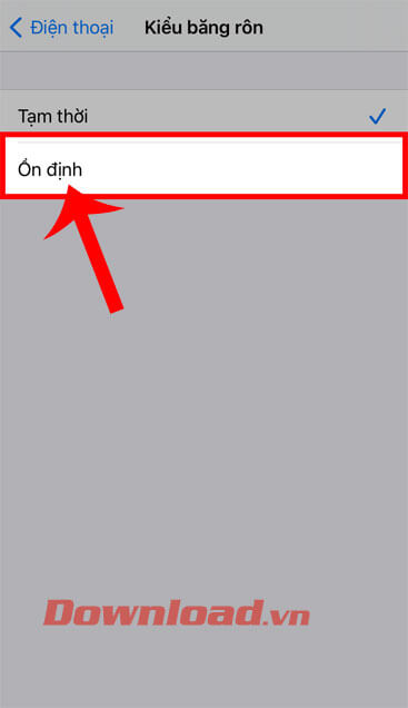 Nhấn vào tùy chọn Ổn định 