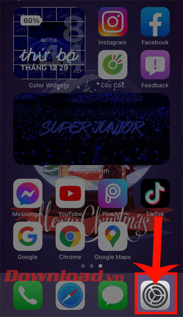 Nhấn vào mục Cài đặt