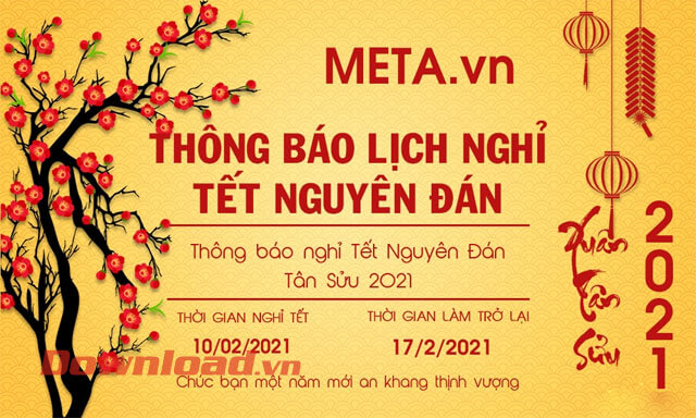 Banner thông báo nghỉ Tết Nguyên Đán 2021