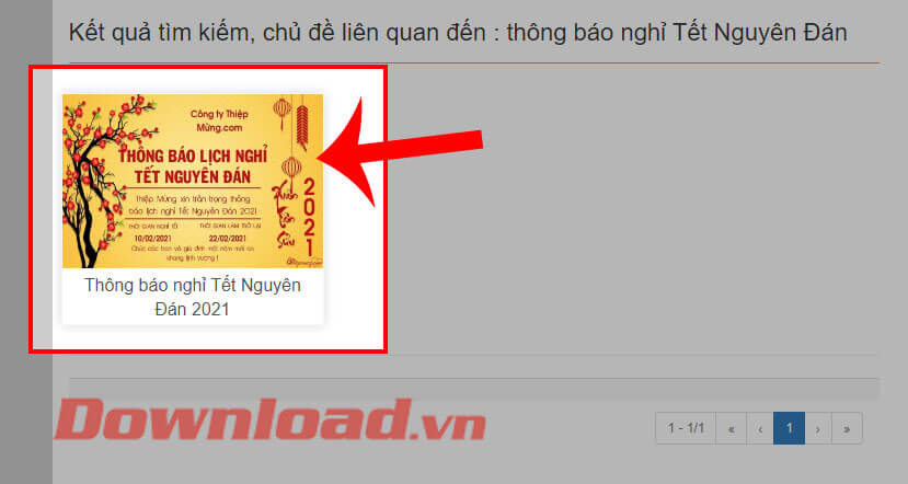 Ấn vào kiểu thông báo nghỉ Tết