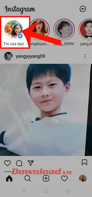 Nhấn vào mục Tin của bạn