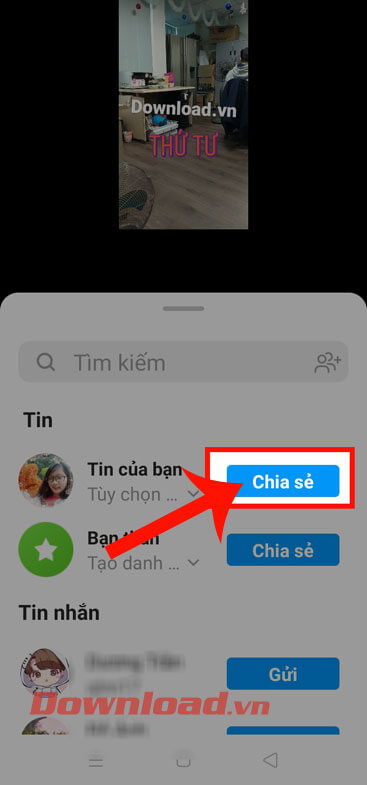 Ấn vào nút Chia sẻ