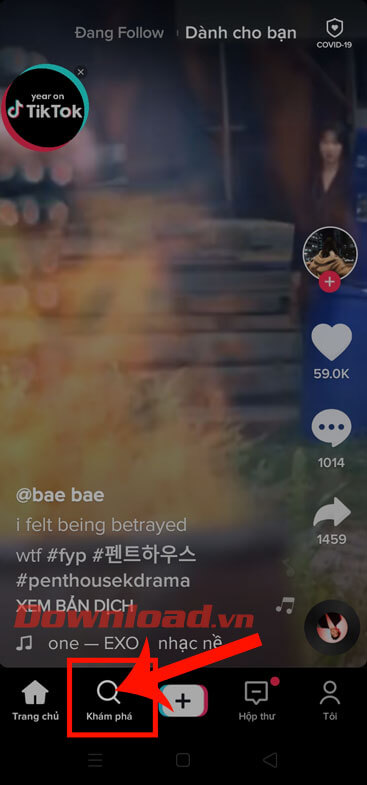 Nhấn vào ô tìm kiếm