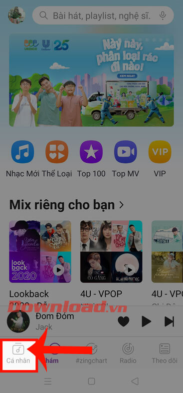 Nhấn vào mục Cá nhân