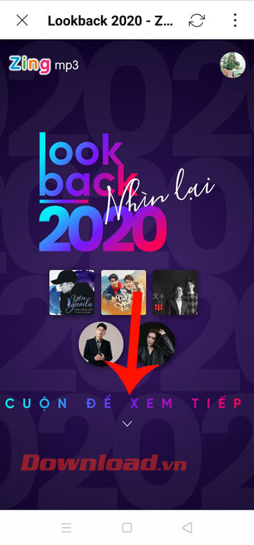 Vuốt màn hình lên phía trên