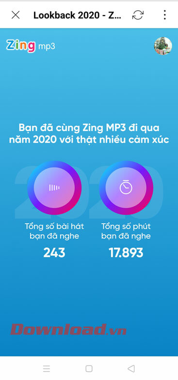 Tổng số bài hát và số phút đã nghe