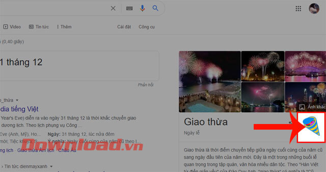Click chuột vào biểu tượng pháo bông