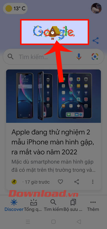 Chạm vào biểu tượng Google