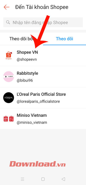 Nhập tên tài khoản