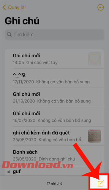 Nhấn vào biểu tượng chiếc bút