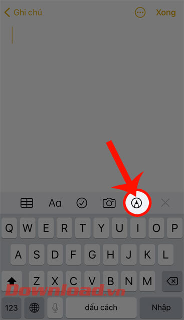 Ấn vào biểu tượng chiếc bút