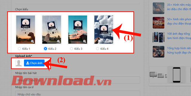 Chọn mẫu ảnh và ấn vào nút Chọn ảnh 